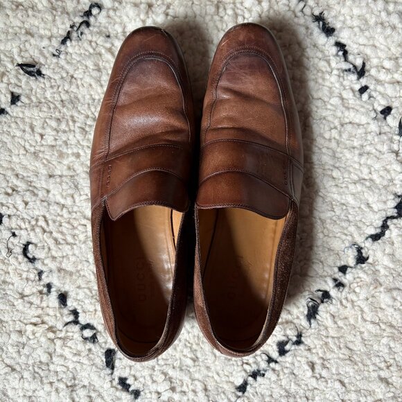 Gucci Other - Gucci brown leather loafers men's 6.5 made in Italy
